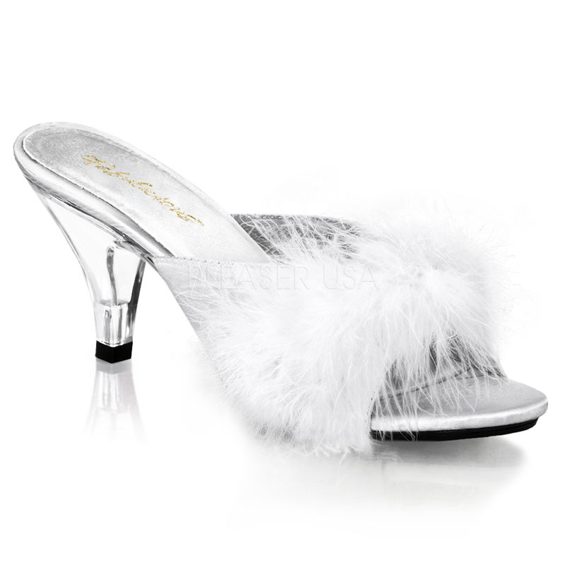 Mules d'intérieur satin blanc - Pointure : 35 - Pleaser - Modalova
