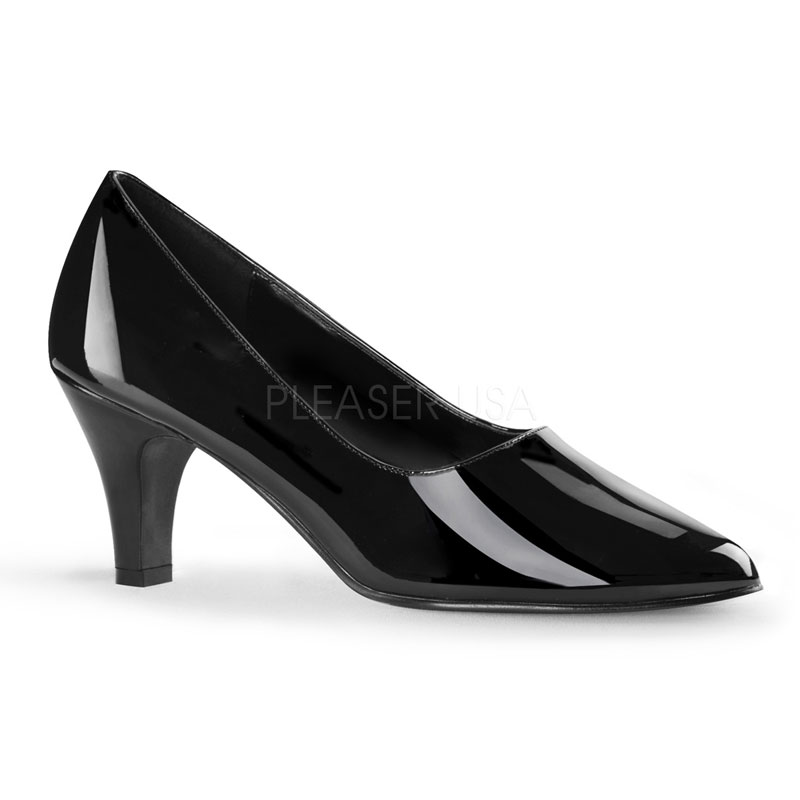 Escarpins talon bas noirs vernis grandes pointures