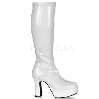 Bottes blanches vernies en stretch