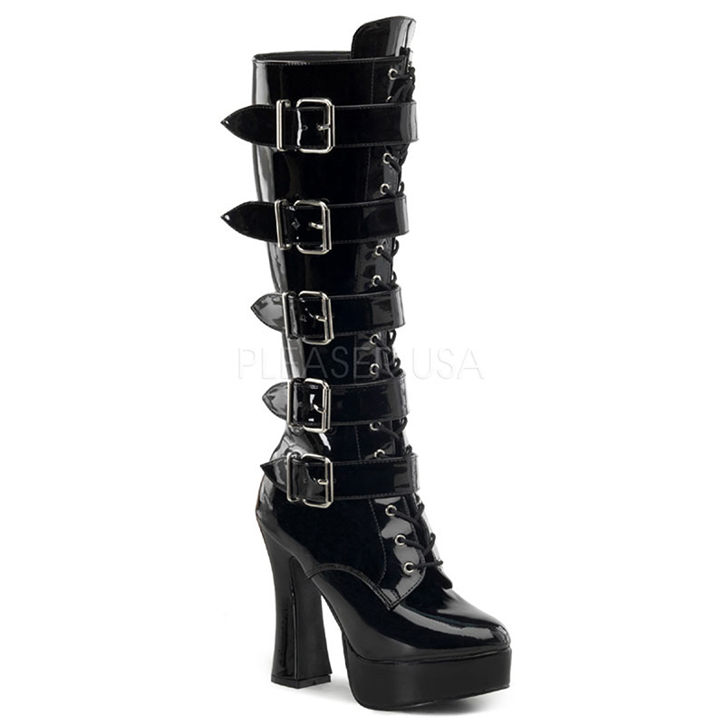 Botte noire vernie à sangles - Pointure : 36 - Pleaser - Modalova