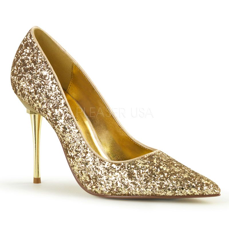 escarpins glitter doré