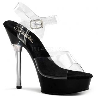 Chaussures transparentes sandales plateforme noire talon aiguille allure-608