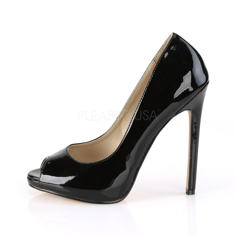 Escarpins Peep Toe noirs vernis sexy 42