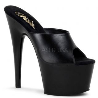 Mule haute cuir noir