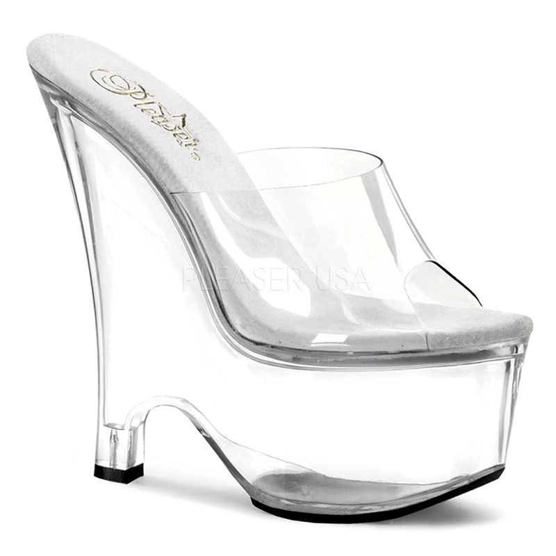 Mules compensées transparentes - Pointure : 36 - Pleaser - Modalova
