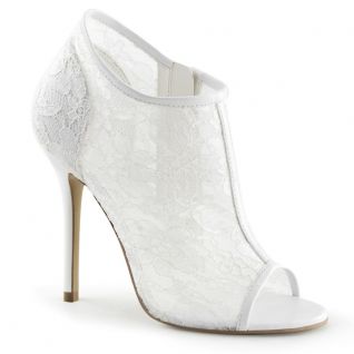 Escarpin bottine dentelle ivoire talon haut