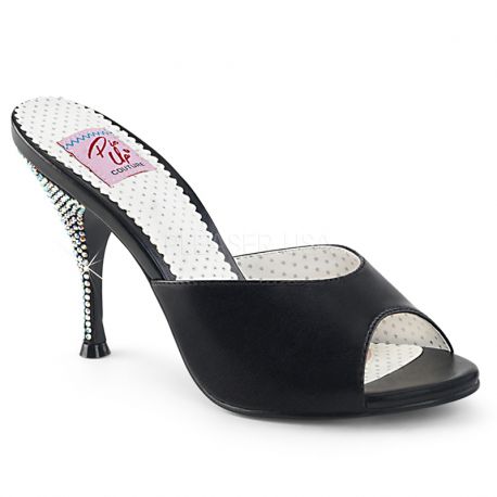 Mules noires à strass