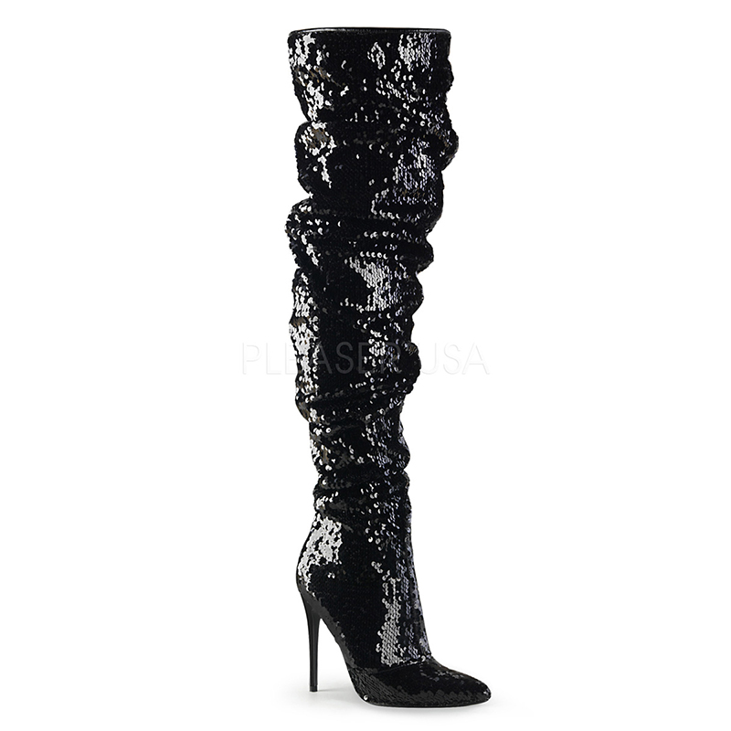 Cuissardes sequins noirs - Pointure : 46 - Pleaser - Modalova