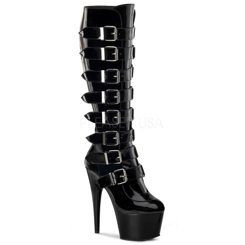 Bottes noires vernies à sangles - Pointure : 36 - Pleaser - Modalova