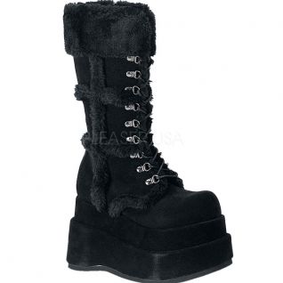 Bottes plateforme noir Demonia Bear-202 - Chaussures gothique femme avec fourrure