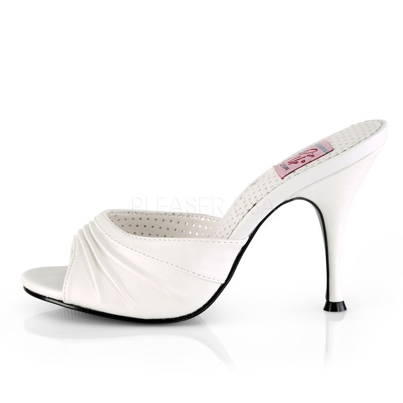 mules blanches compensées