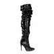 bottes plissées sequin noir