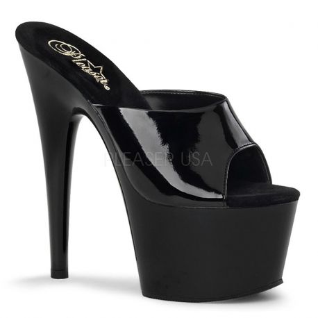 Mule haute noire vernie