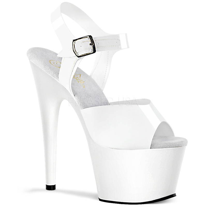 Sandale Striptease blanche vernie - Pointure : 35 - Pleaser - Modalova