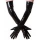 Gants longs en vinyle noir pour femme - Accessoire fétiche sexy et élégant.