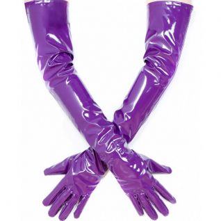 Gants longs vinyle violet