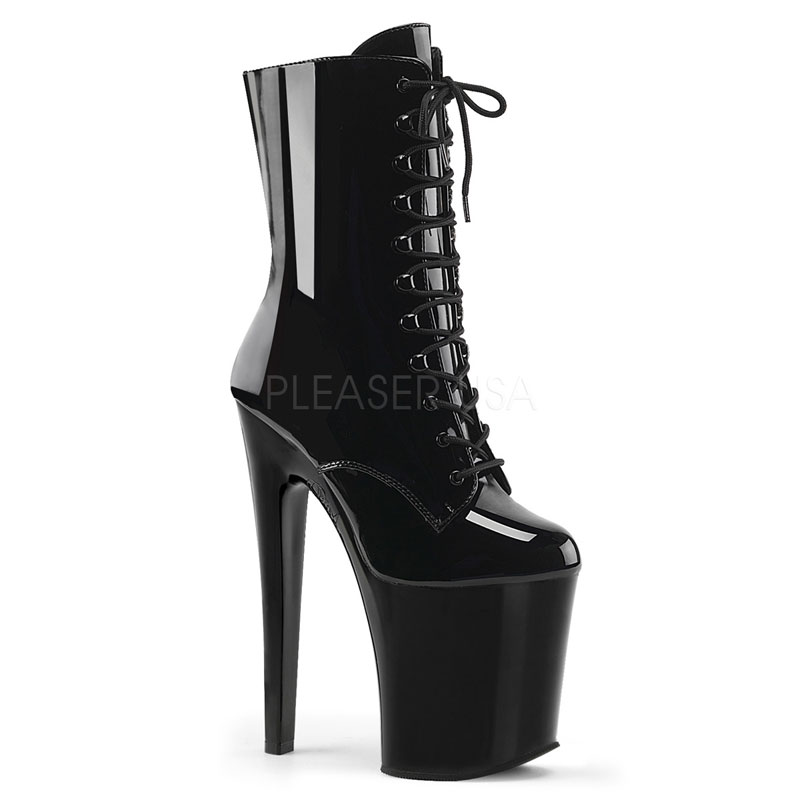 Bottines vernies noires talon extrême - Pointure : 37 - Pleaser - Modalova