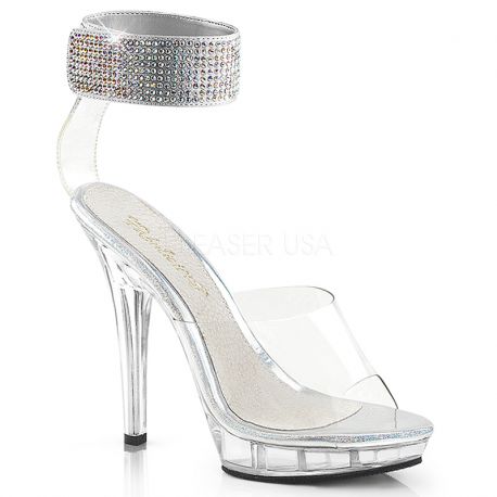 Chaussures de soirée sandales transparentes brides strass talon fin lip-142