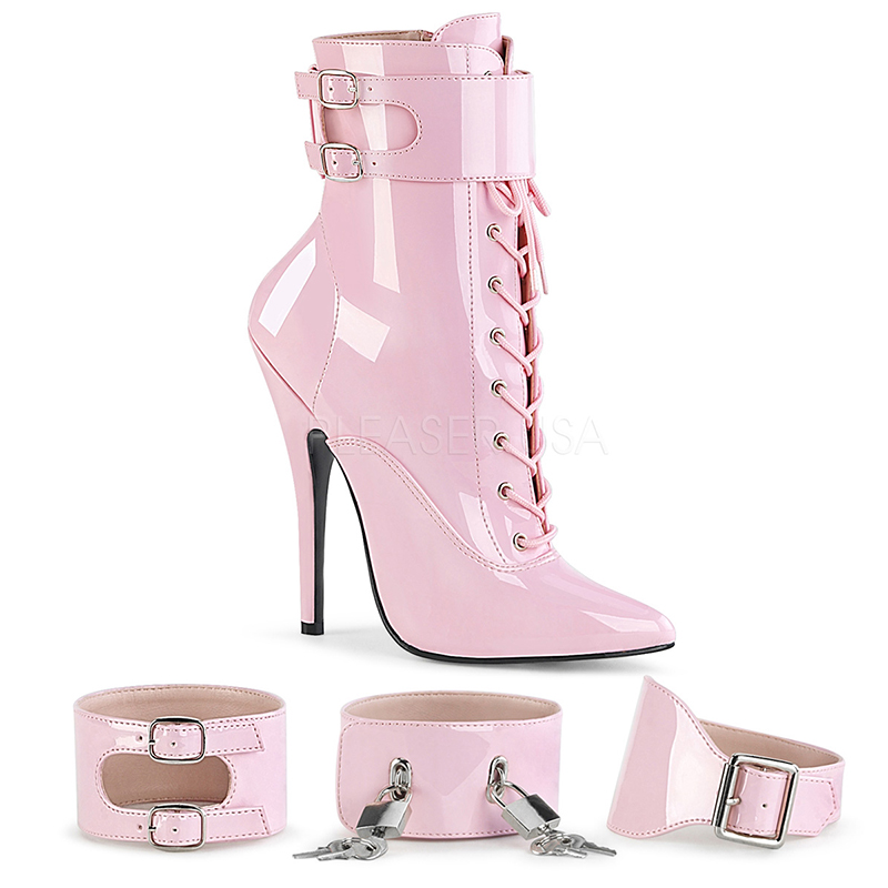 Bottines roses vernies talon extrême - Pointure : 46 - Devious - Modalova
