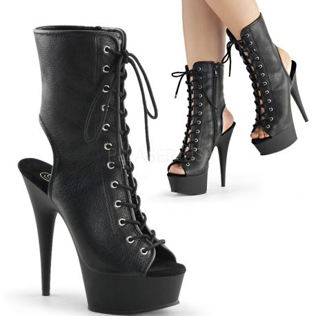 Bottines ouvertes noires à lacet delight-1016