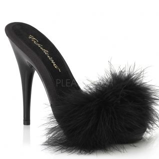 Pantoufle mule femme talon haut marabout noir sexy