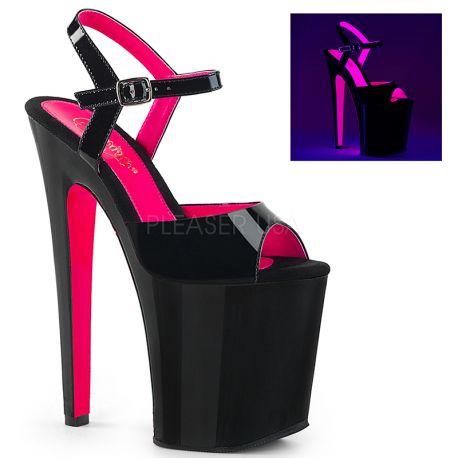 Chaussures haute plateforme nu pieds vernis 20 cm