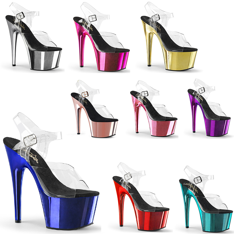 Sandale plateforme talon de 17 cm - Pointure : 35 - Couleur : Bleu roi chromé - Pleaser - Modalova