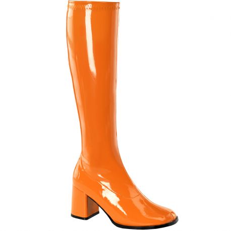 Bottes classiques orange vernis talon large GOGO-300