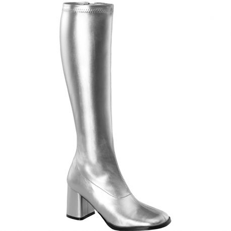 Bottes classiques argent talon large GOGO-300