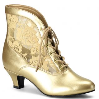 Bottines dorées à lacet petit talon dame-05