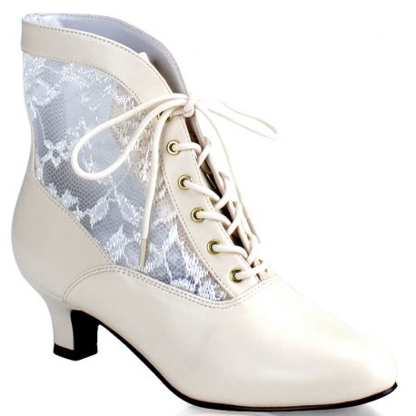 Bottines petit talon coloris ivoire dame-05