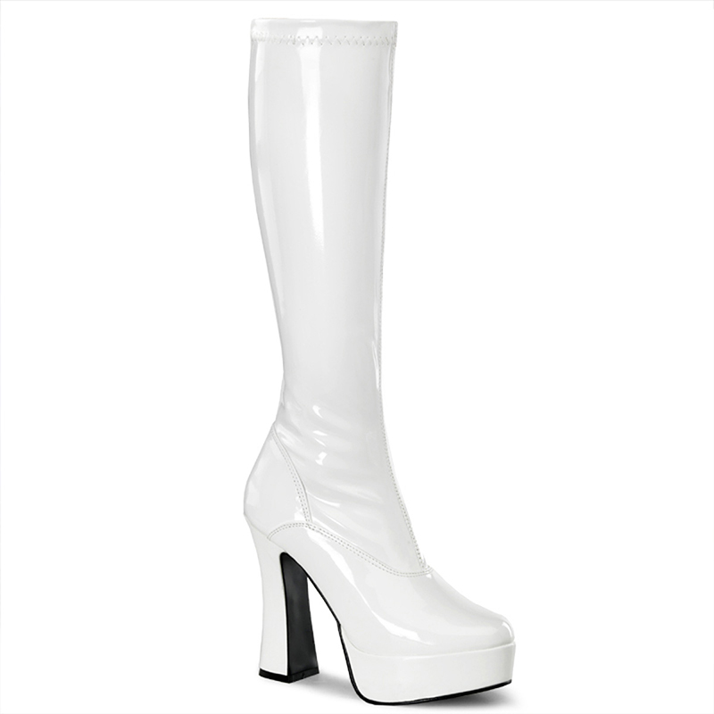 Bottes stretch blanc vernis - Pointure : 36 - Pleaser - Modalova
