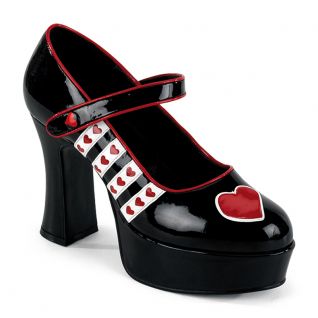 Chaussure escarpin à lanière rouge et noire talon plateforme queen-55