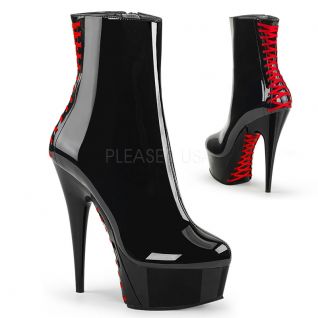 Bottine talon plateforme noire et rouge