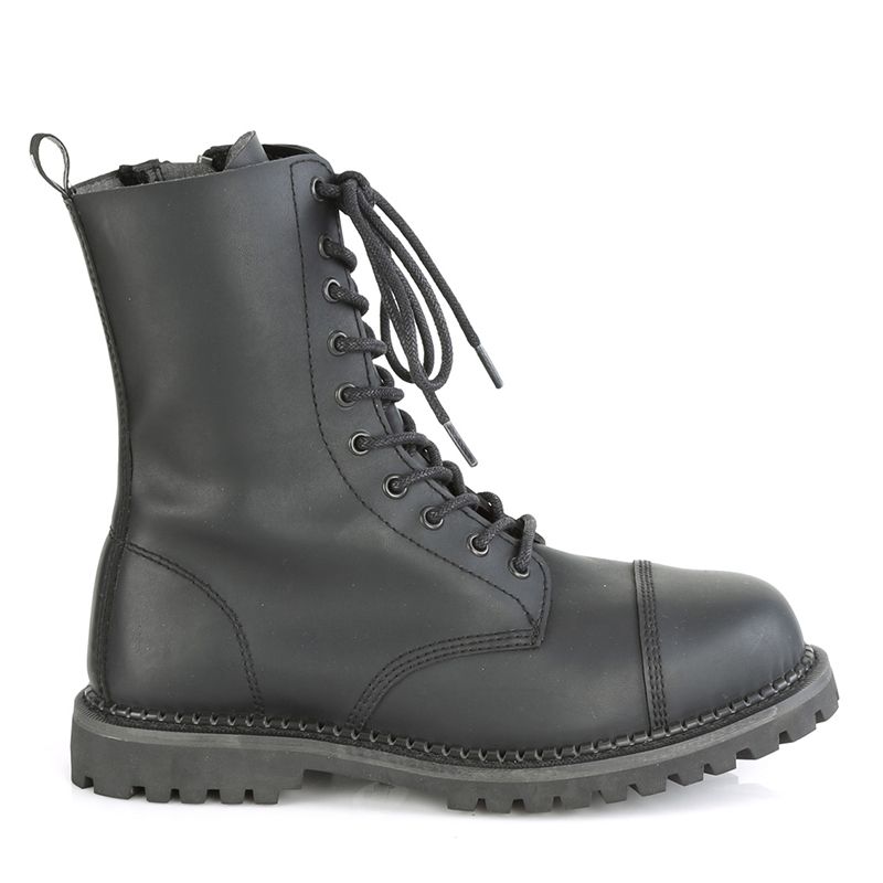 Chaussures Demonia Rangers Homme Cuir Noir Vegan