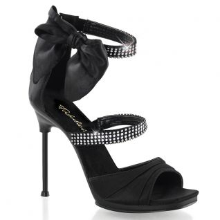 Chaussures en satin noir nu-pieds à brides talon aiguille