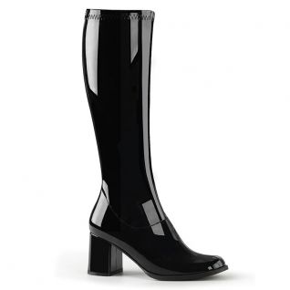 Botte talon carré noire vernie
