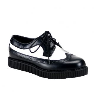 Chaussure rockabilly noire et blanche  Unisex Creepers : cuir