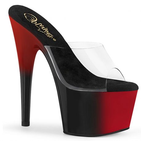 Sabots feminins noires et rouges petites pointures pour femmes en talon