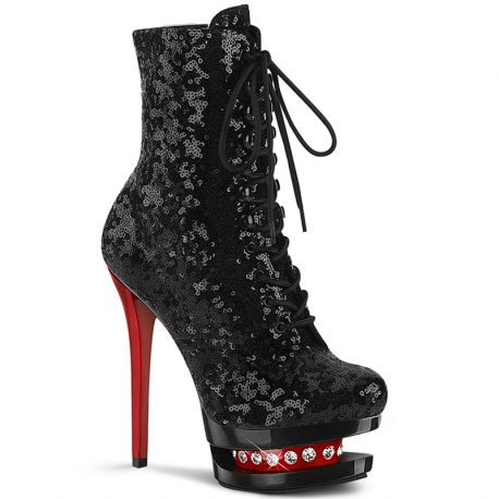 Bottines noires et rouge paillettes plateforme