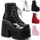 Chaussures gothiques montantes à plateforme Demonia Camel 203, style années 90