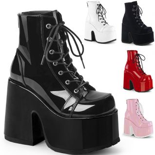 Chaussures gothiques montantes à plateforme Demonia Camel 203, style années 90
