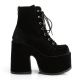 Bottines démonia à lacet noir veloursChaussures gothiques montantes à plateforme Demonia Camel 203, style années 90
