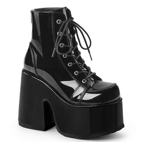 Bottines noires compensées talon large