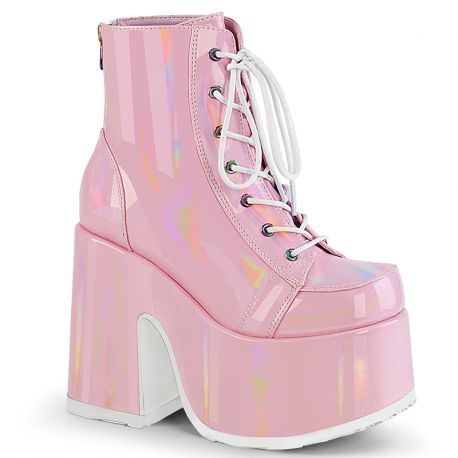 Bottines rose compensées talon large