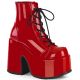 Bottines rouge compensées talon large