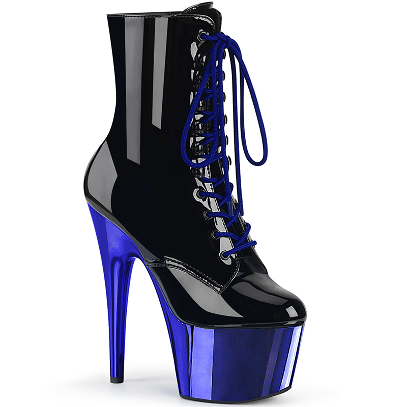 Bottines talon bleu roi haut talon - Pointure : 46 - Pleaser - Modalova