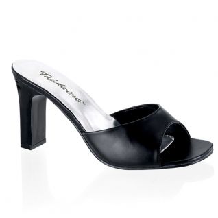 Mules noires talon large