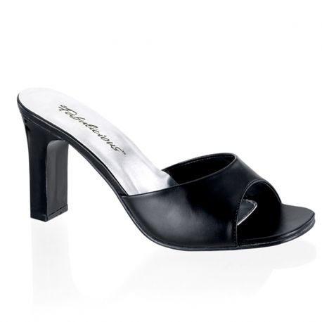 Mules noires talon large romance-301-2