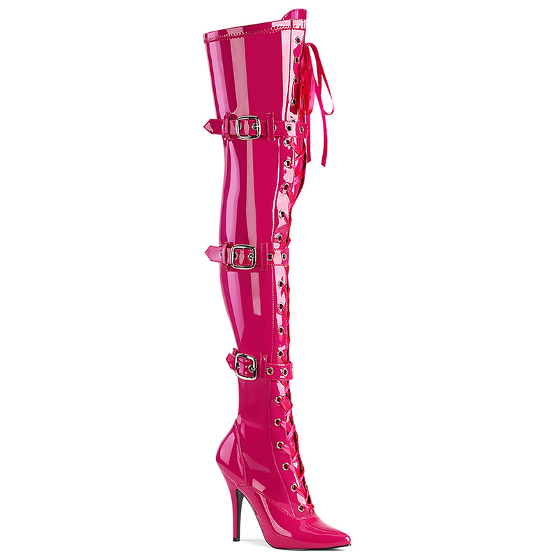 Cuissardes fuchsia à lacet - Pointure : 37 - Pleaser - Modalova